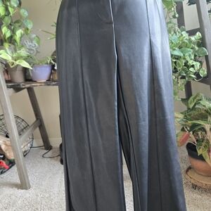 Anthropologie Black Faux Leather Cropped Pants